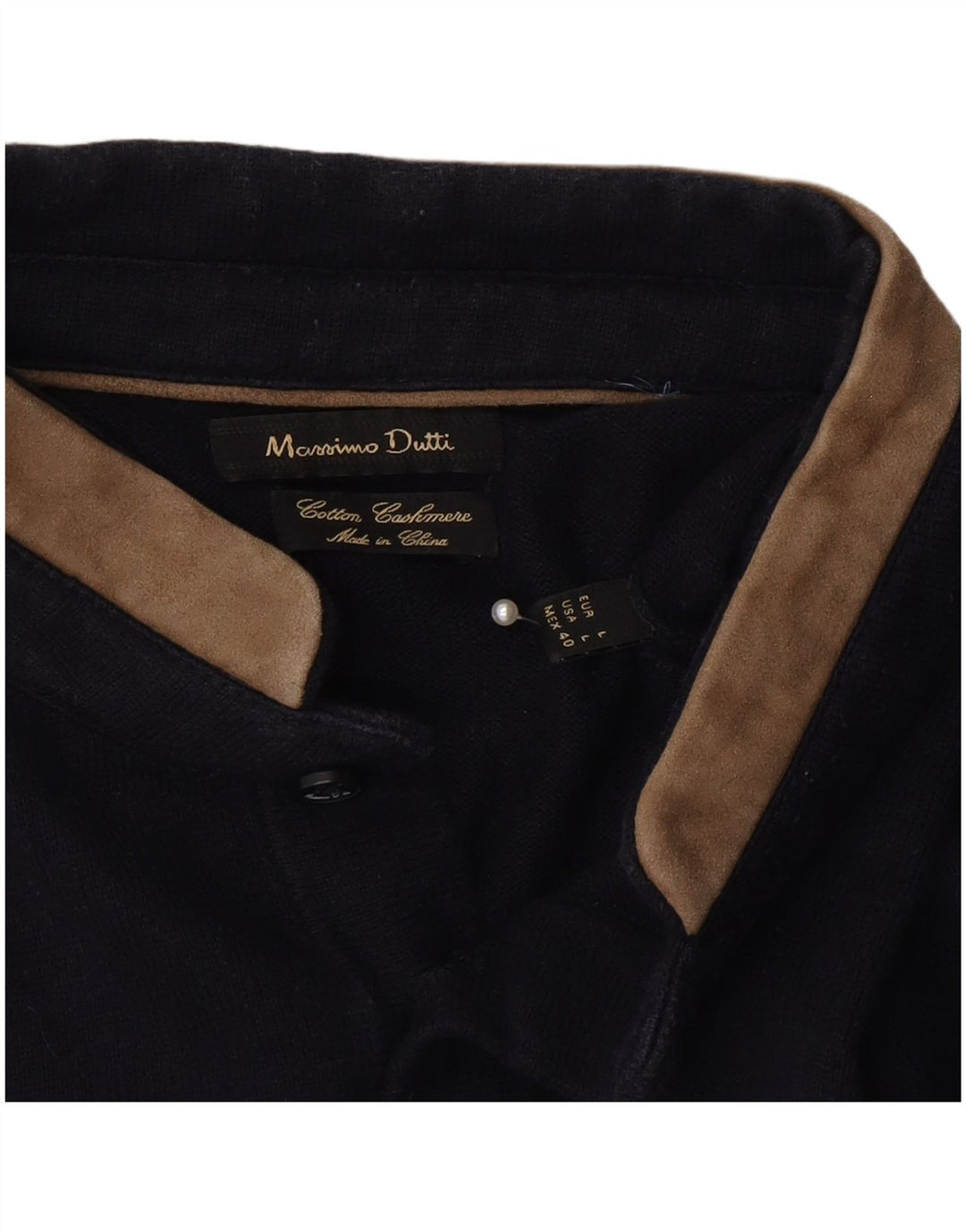 Massimo Dutti Ανδρικό πουλόβερ με λαιμό με κουμπιά από βαμβακερό χρώμα