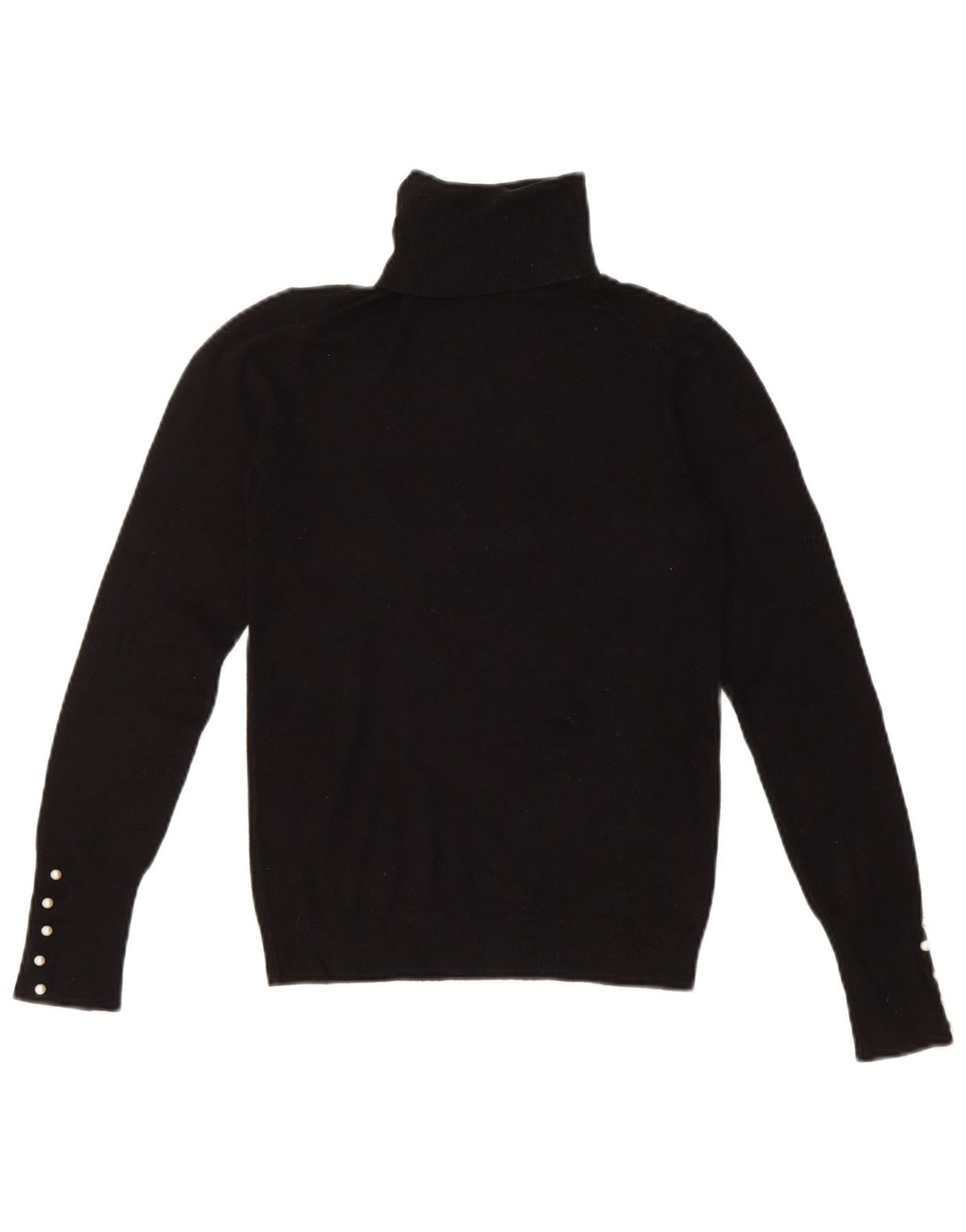 Zara Γυναικείο πουλόβερ με ρολό λαιμόκοψη UK 8 Small Black Viscose