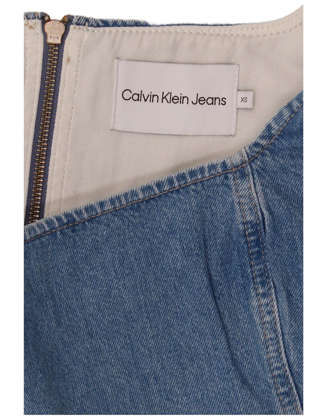 CALVIN KLEIN JEANS Γυναικείο αμάνικο τζιν Crop Top UK 6 XS Blue