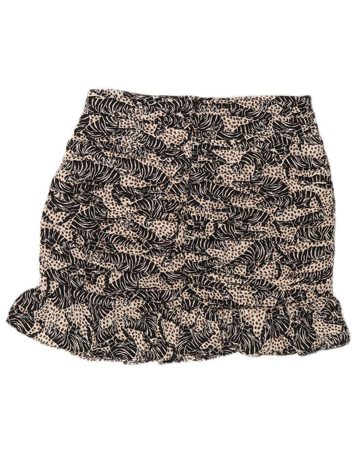 Zara Γυναικεία Μίνι Φούστα XS W24 Μαύρη Animal Print Polyester