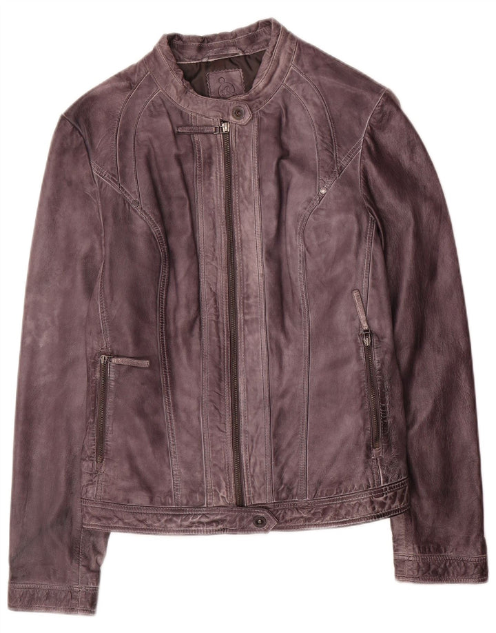 S.Oliver Γυναικείο Biker Leather Jacket UK 16 Large Purple Leather