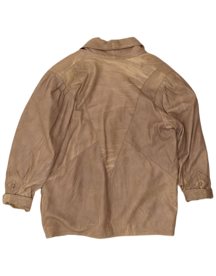 Vintage Γυναικείο Δερμάτινο Μπουφάν UK 14 Medium Beige Leather