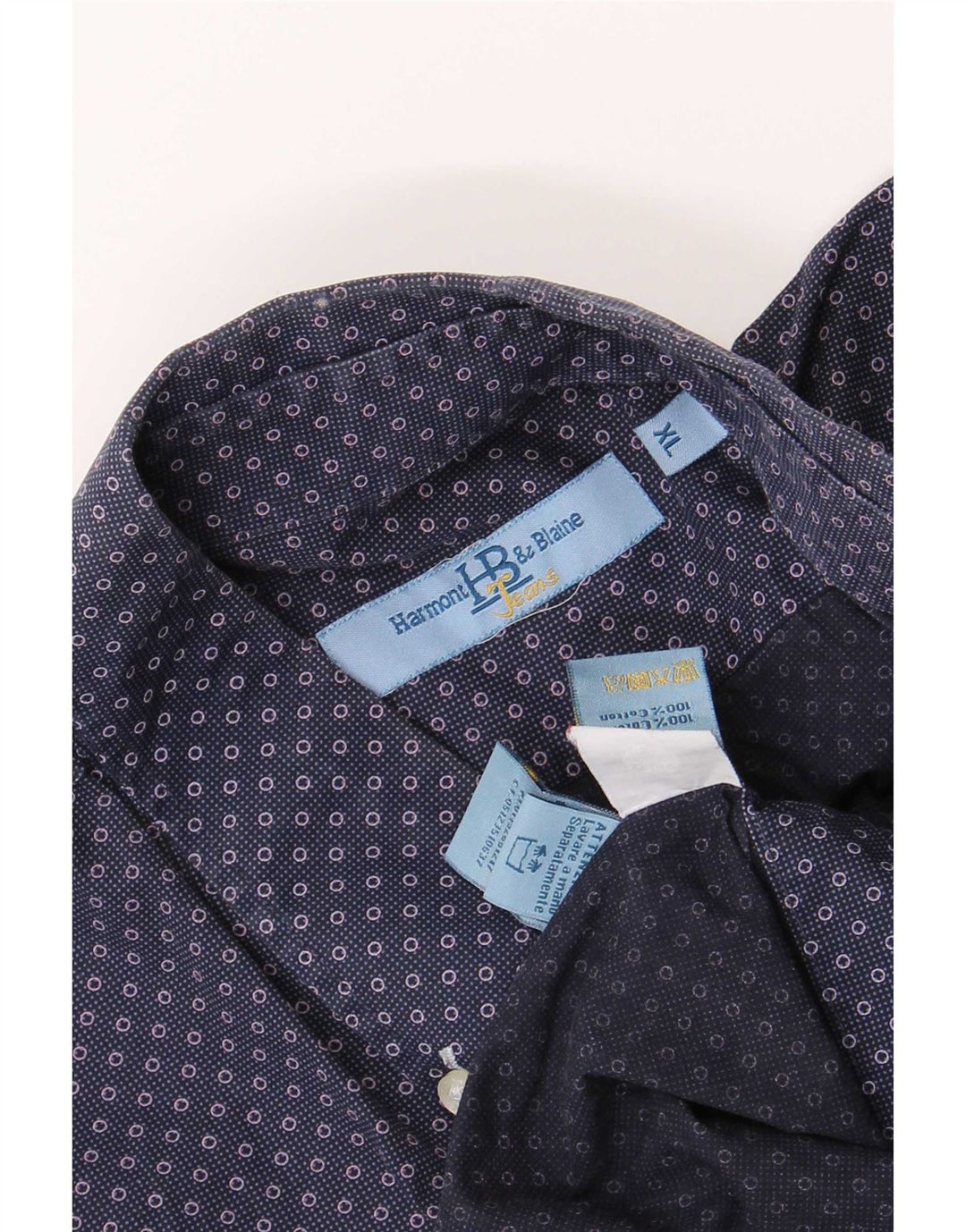 Ανδρικό πουκάμισο Harmont & Blaine XL Navy Blue με στίγματα από βαμβάκι