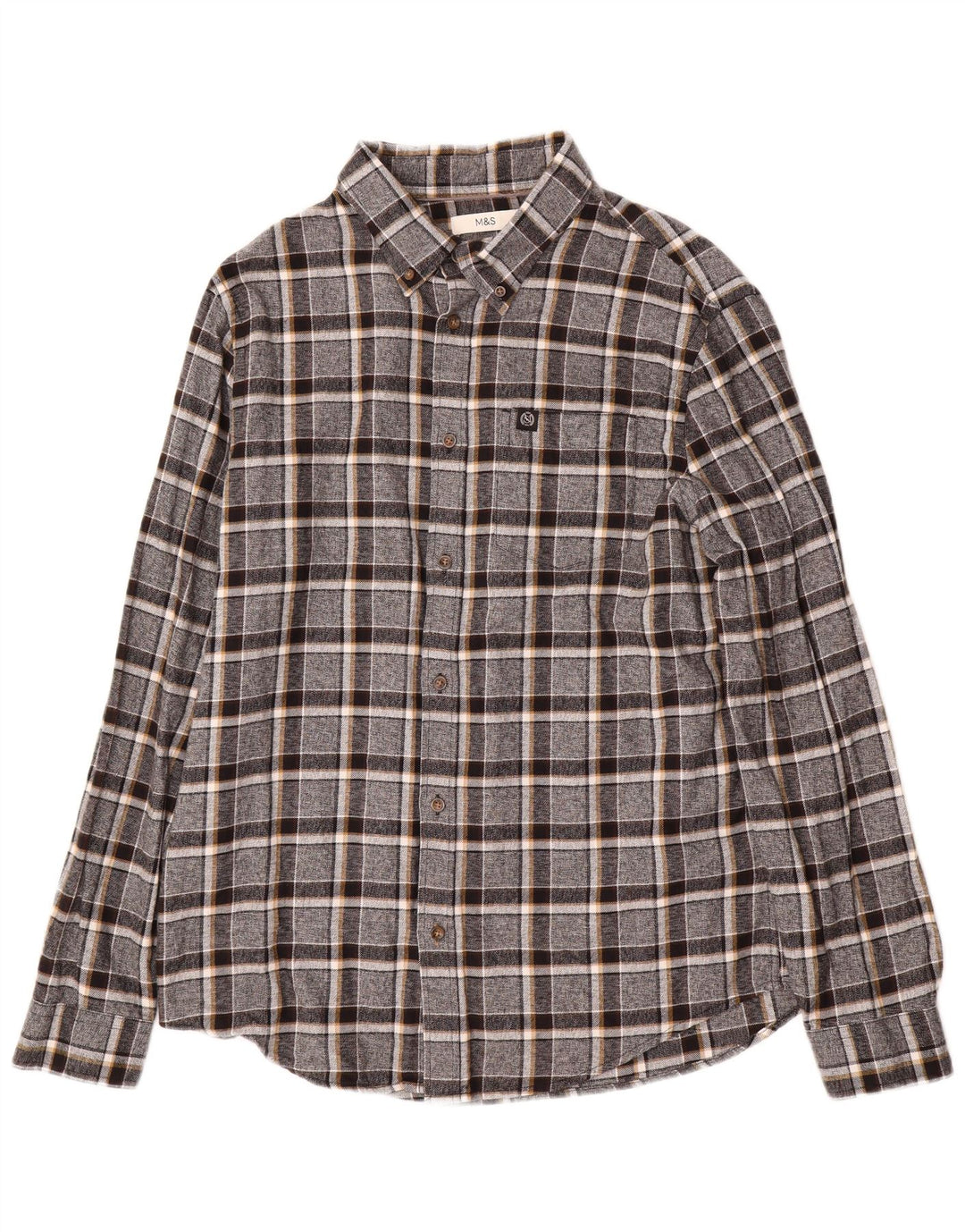 Ανδρικό φανελένιο πουκάμισο Marks & Spencer, μεγάλο γκρι βαμβακερό