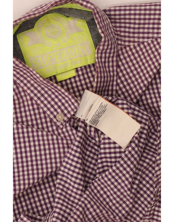 Ανδρικό πουκάμισο Superdry Small Purple Gingham Cotton