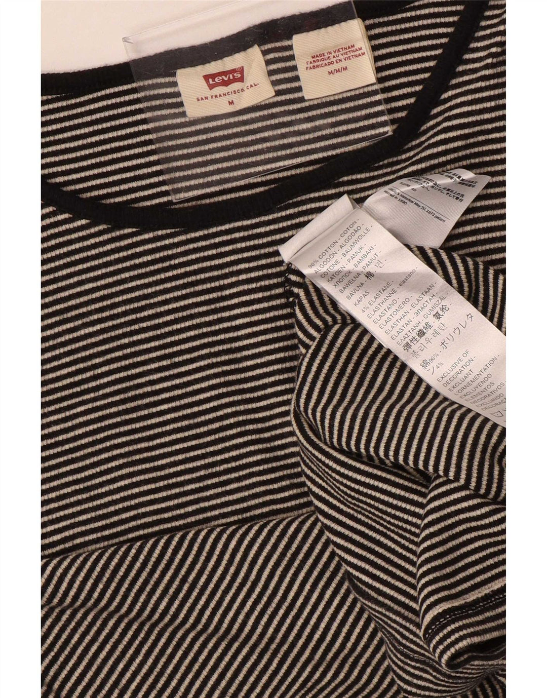 Γυναικείο τοπ Levi's μακρυμάνικο UK 12 Βαμβακερό μεσαίο γκρι ρίγες