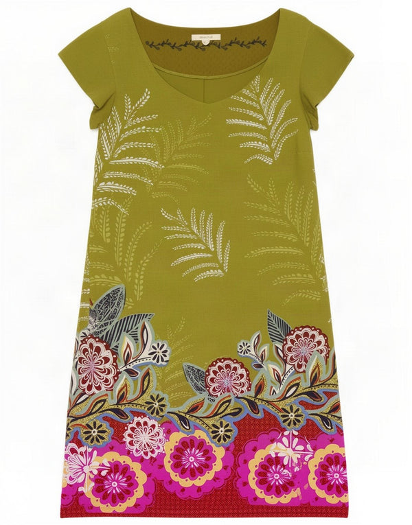 White Stuff Γυναικείο Graphic Shift φόρεμα UK 8 Small Green Floral Viscose