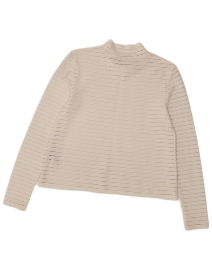 Marks & Spencer Γυναικείο τοπ μακρυμάνικο UK 10 Small White Pinstripe