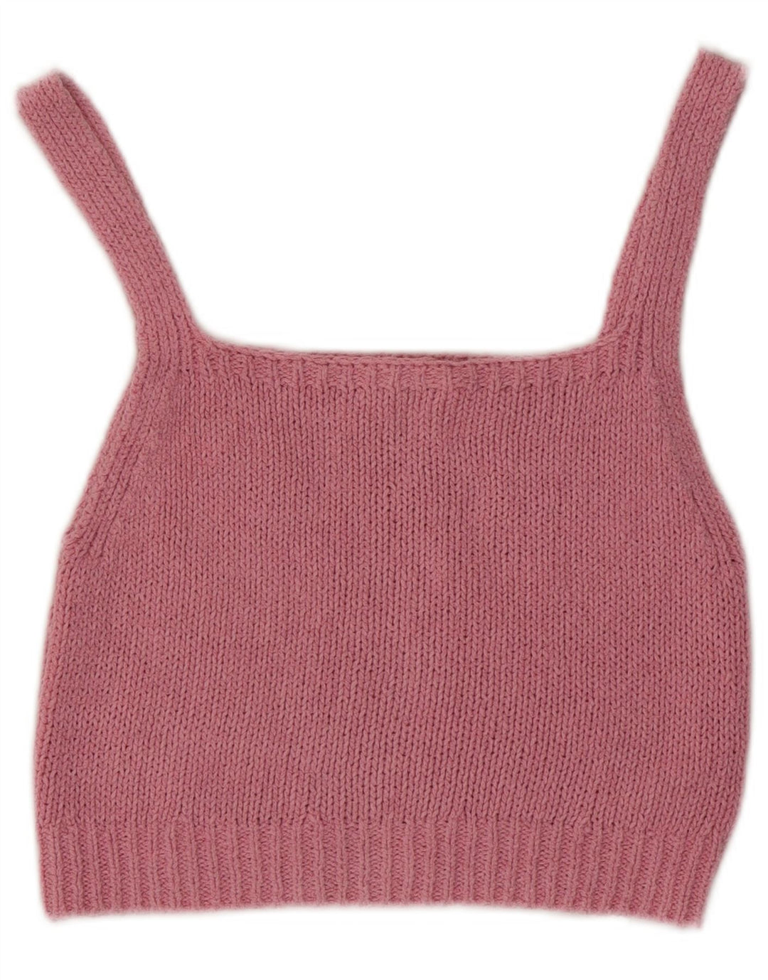 Zara Γυναικείο Knit Crop Top UK 12 Medium Pink Cotton