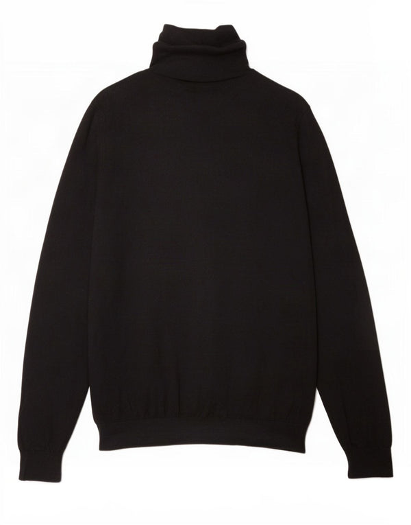 Massimo Dutti Γυναικείο πουλόβερ με ρολό λαιμόκοψη UK 16 μεγάλο μαύρο βαμβακερό