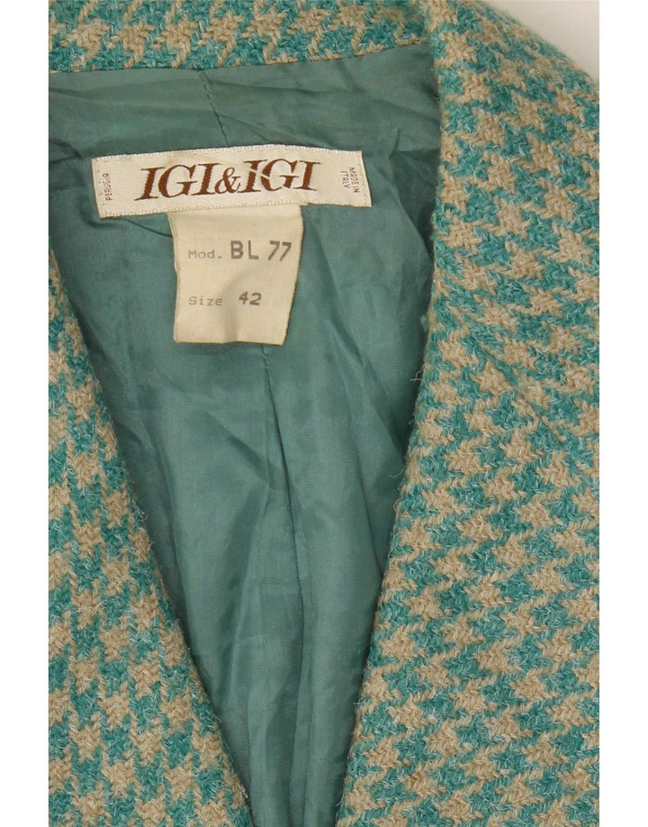 Igi & Γυναικείο Μπουφάν Blazer με 4 Κουμπιά IT 42 Μαλλί Houndstooth μεσαίου μπλε