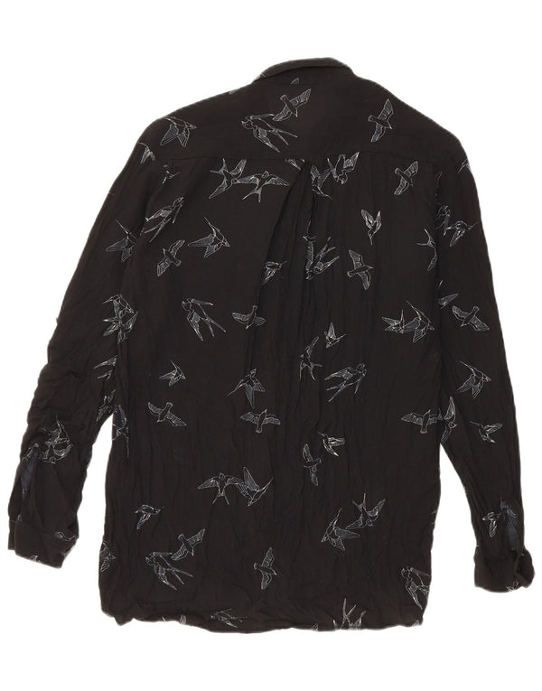 Zara Γυναικείο πουκάμισο Oversized Μπλούζα UK 6 XS Μαύρη βισκόζη