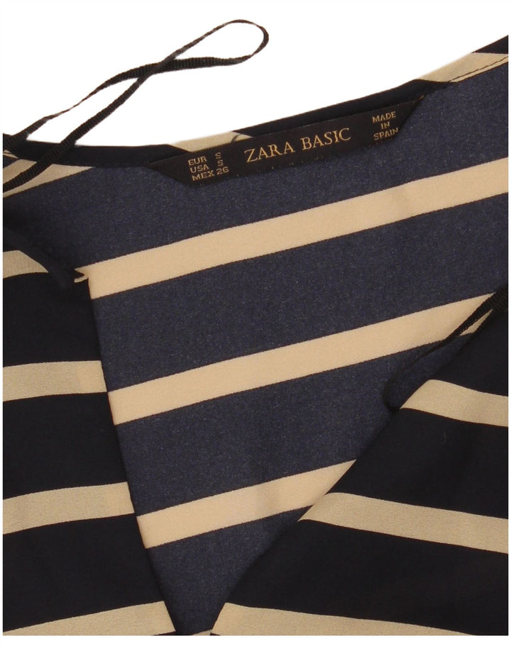 Zara Γυναικεία μακρυμάνικη μπλούζα τοπ UK 10 Small Navy Blue ριγέ