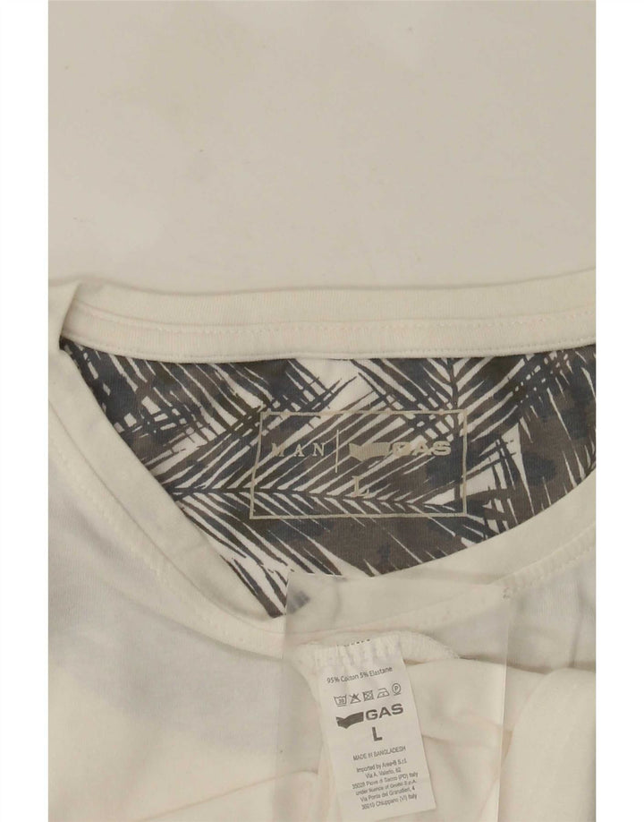 Ανδρικό γραφικό μπλουζάκι Gas Top μεγάλο λευκό βαμβακερό