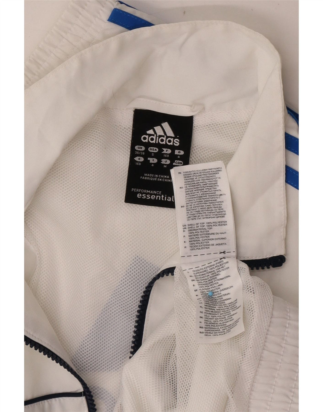 Ανδρική φόρμα φόρμας Adidas γραφικό κορυφαίο μπουφάν UK 36/38 Μικρό λευκό πολυεστέρα