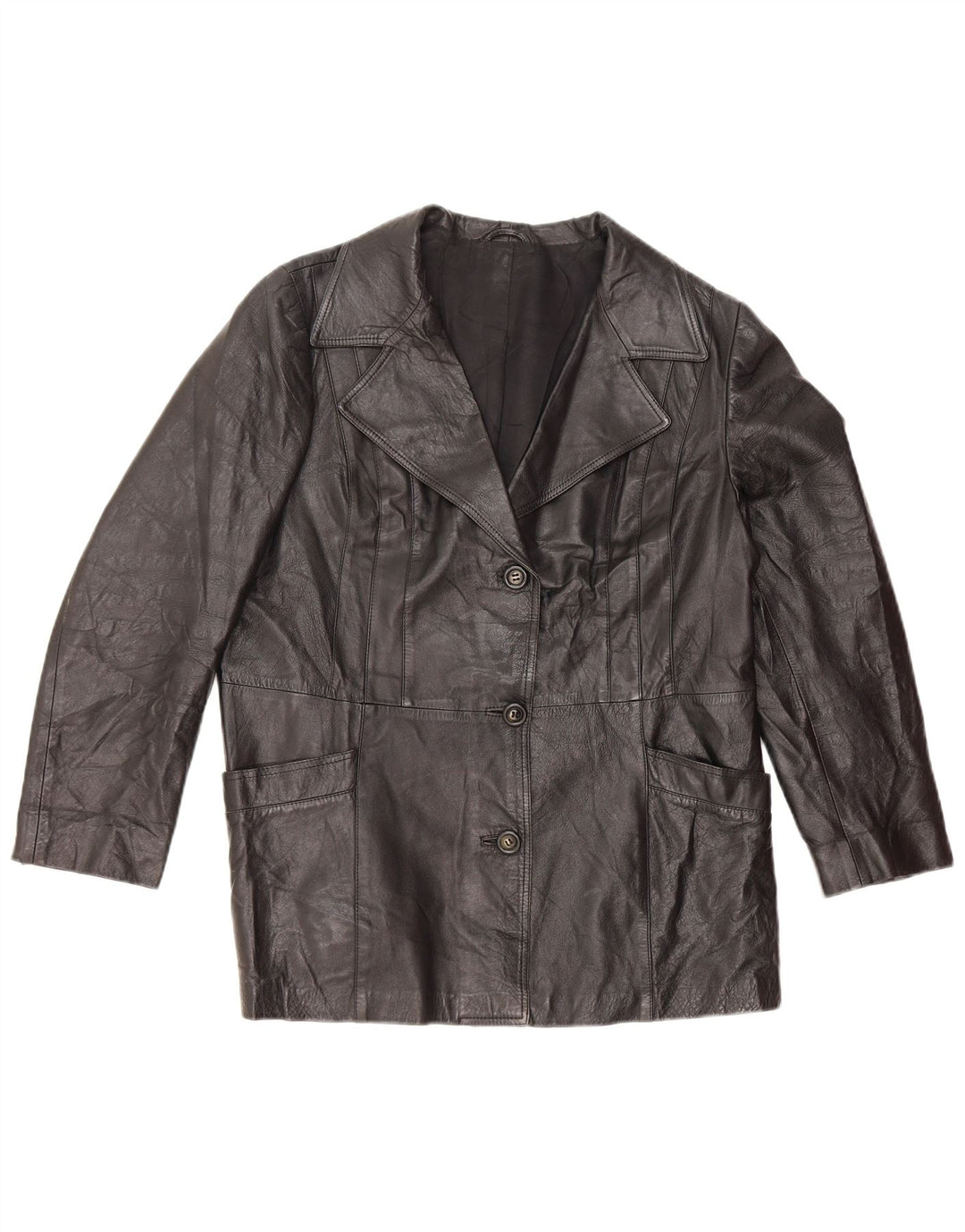 Nappa Γυναικείο Δερμάτινο Μπουφάν UK 14 Medium Μαύρο