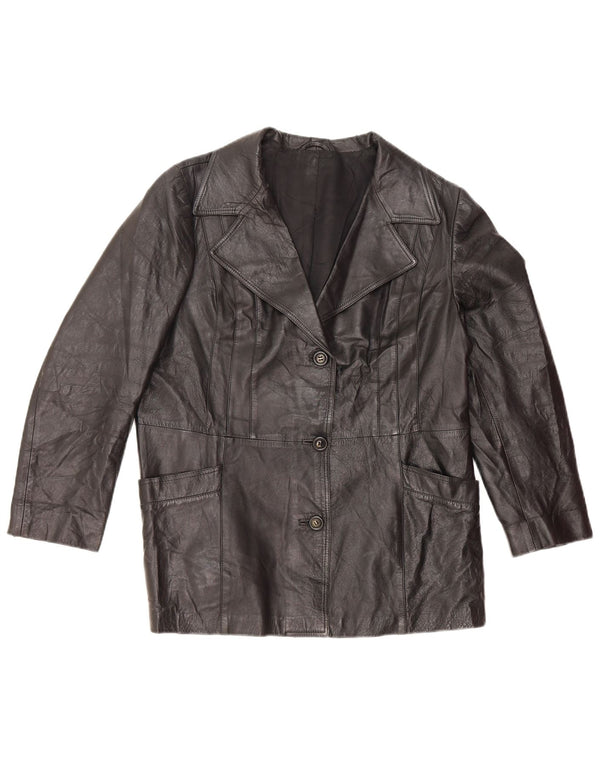 Nappa Γυναικείο Δερμάτινο Μπουφάν UK 14 Medium Μαύρο