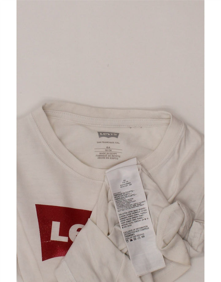 LEVI'S Girls Graphic T-Shirt Top 5-6 ετών Λευκό βαμβακερό