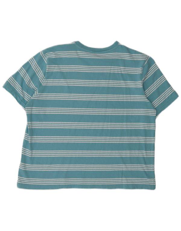 L.L.BEAN Womens T-Shirt Top UK 14 Medium Blue Striped Cotton