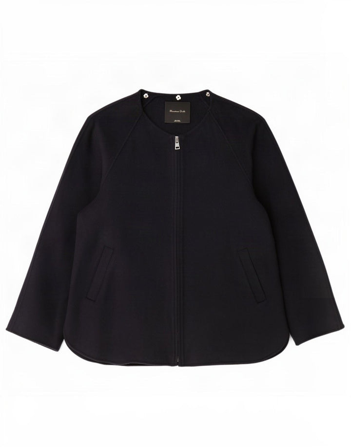 Massimo Dutti Γυναικείο Bomber Jacket UK 16 Large Navy Blue Wool