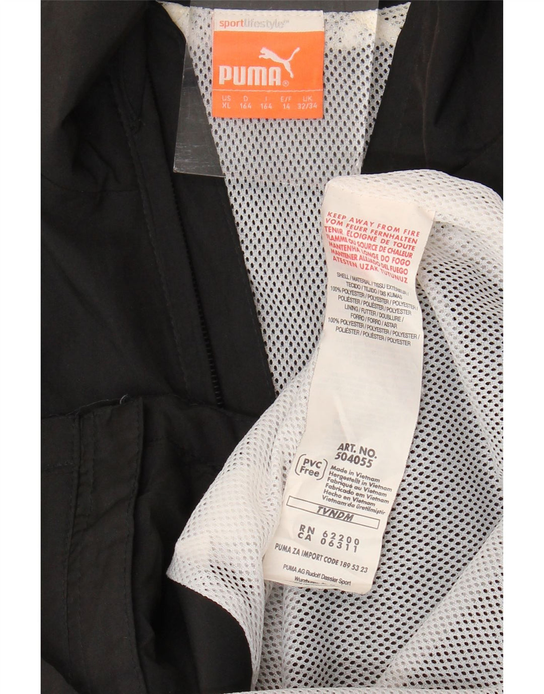 Puma Boys αθλητική φόρμα Top Jacket 13-14 Years XL Black Colourblock Polyester