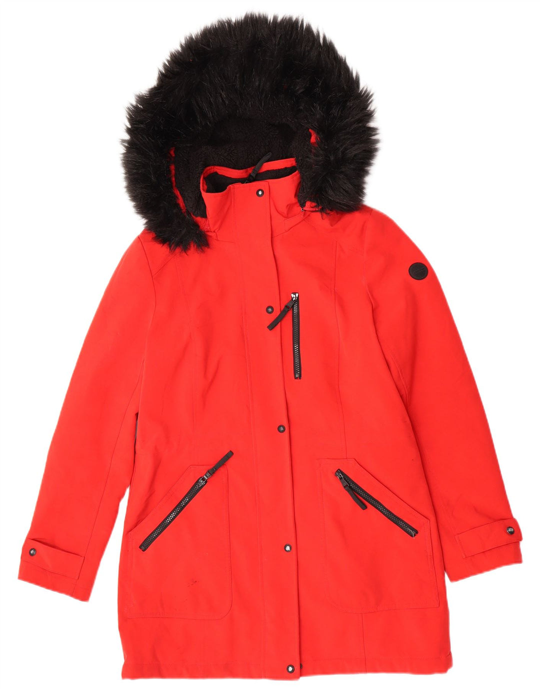 Calvin Klein Γυναικείο μπουφάν Parka με κουκούλα UK 10 Small Red Polyester