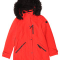 Calvin Klein Γυναικείο μπουφάν Parka με κουκούλα UK 10 Small Red Polyester