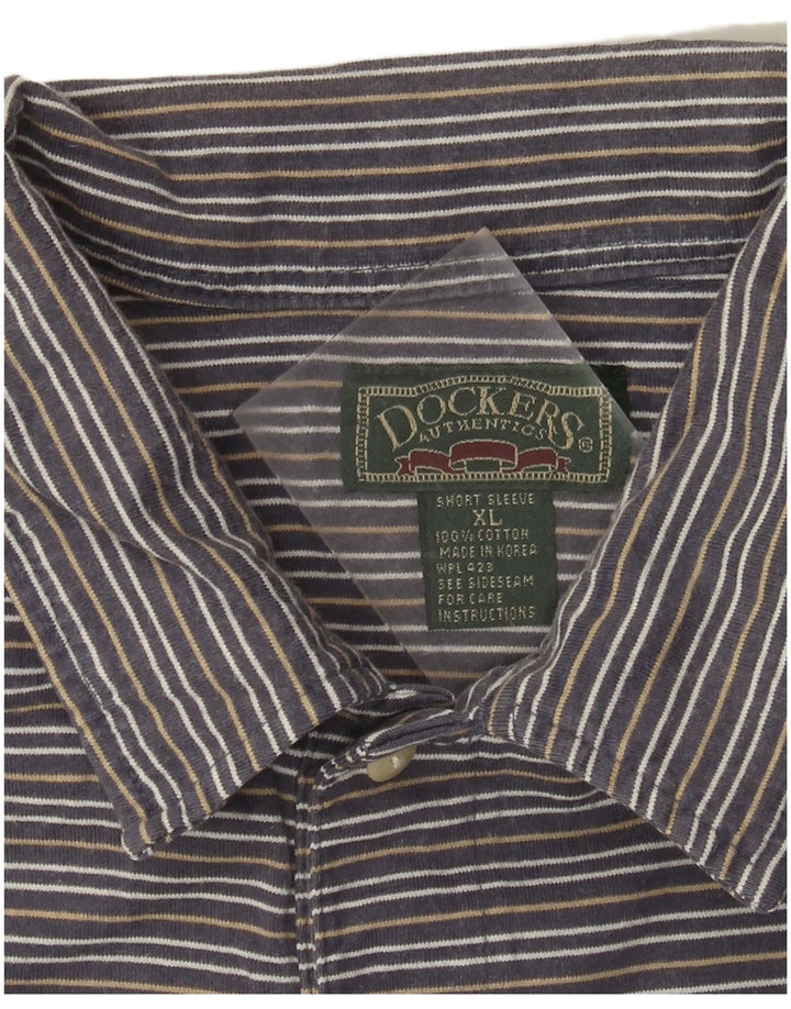 Dockers Ανδρικό πουκάμισο Polo XL Γκρι βαμβακερό ριγέ