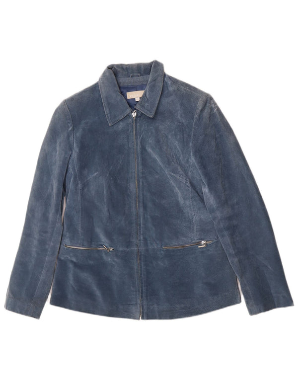 Project Γυναικείο Suede Jacket UK 10 Small Blue Leather