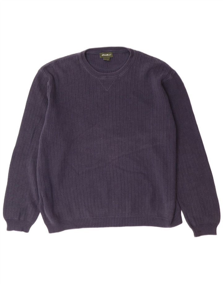 EDDIE BAUER Ανδρικό πουλόβερ με λαιμόκοψη XL Navy Blue Cotton
