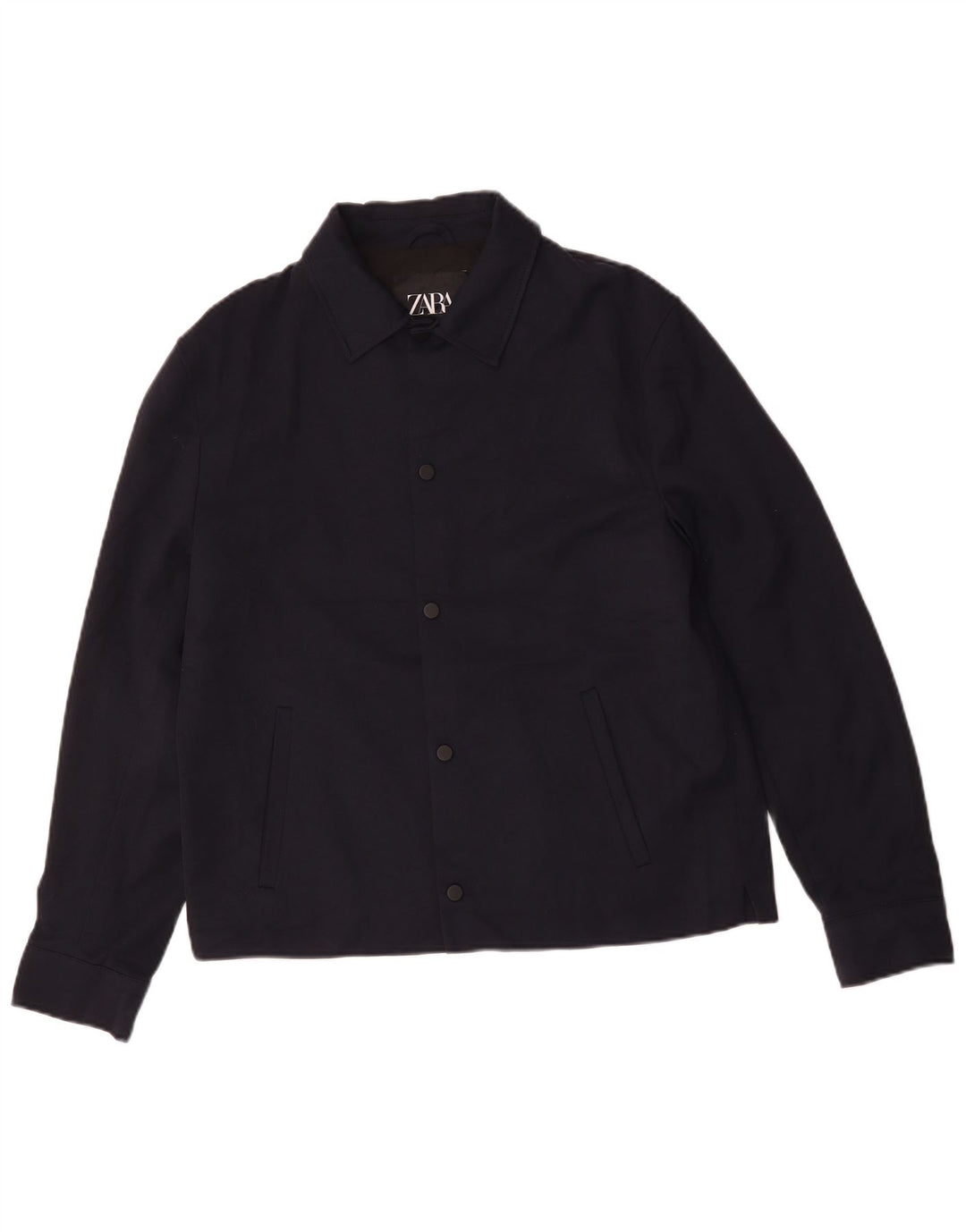 Zara Ανδρικό Bomber Jacket UK 40 Large Navy Blue Polyester
