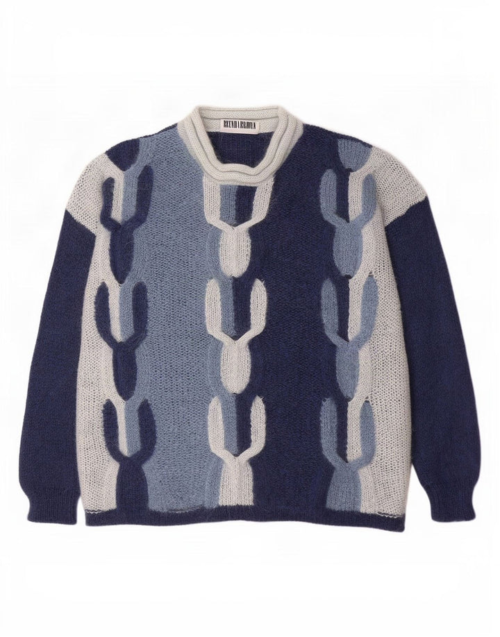 Vintage γυναικείο πουλόβερ με λαιμόκοψη IT 44 Medium Navy Blue