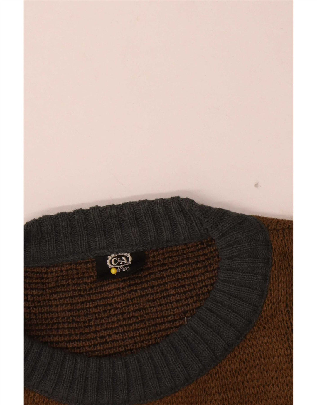 Ανδρικό πουλόβερ C&A Crew Neck Jumper EU 48/50 Medium Brown Colourblock