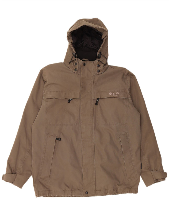 Jack Wolfskin Ανδρικό μπουφάν με κουκούλα αντιανεμικό UK 40 μεγάλο καφέ πολυεστέρα