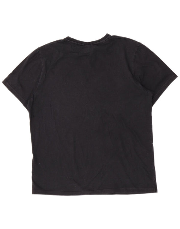 Ellesse Γυναικείο γραφικό T-Shirt Top UK 14 Large μαύρο βαμβακερό