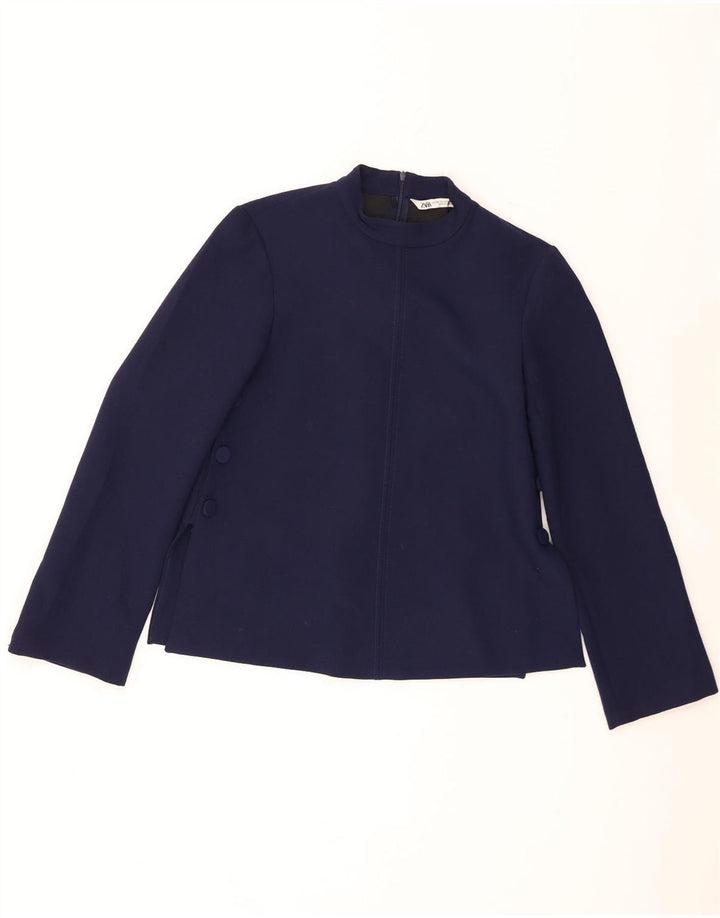 Zara Γυναικεία μακρυμάνικη μπλούζα τοπ UK 6 XS Navy Blue Polyester