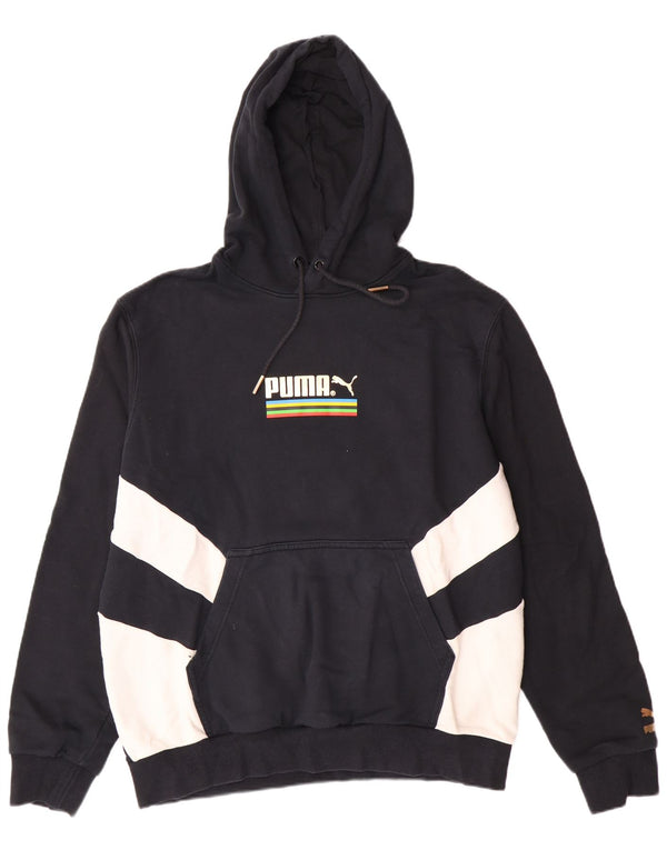 Ανδρικό γραφικό κουκούλα PUMA, μεγάλο μαύρο χρώμα, βαμβακερό