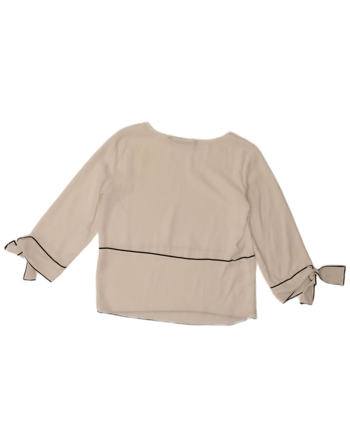 Zara Γυναικεία μπλούζα με 3/4 μανίκια τοπ UK 6 XS Λευκός Πολυεστέρας
