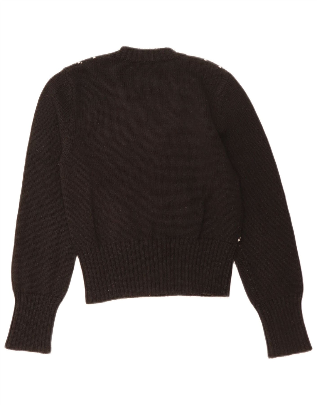 Γυναικείο πουλόβερ με λαιμόκοψη της Benetton UK 12 Medium Black Argyle/Diamond