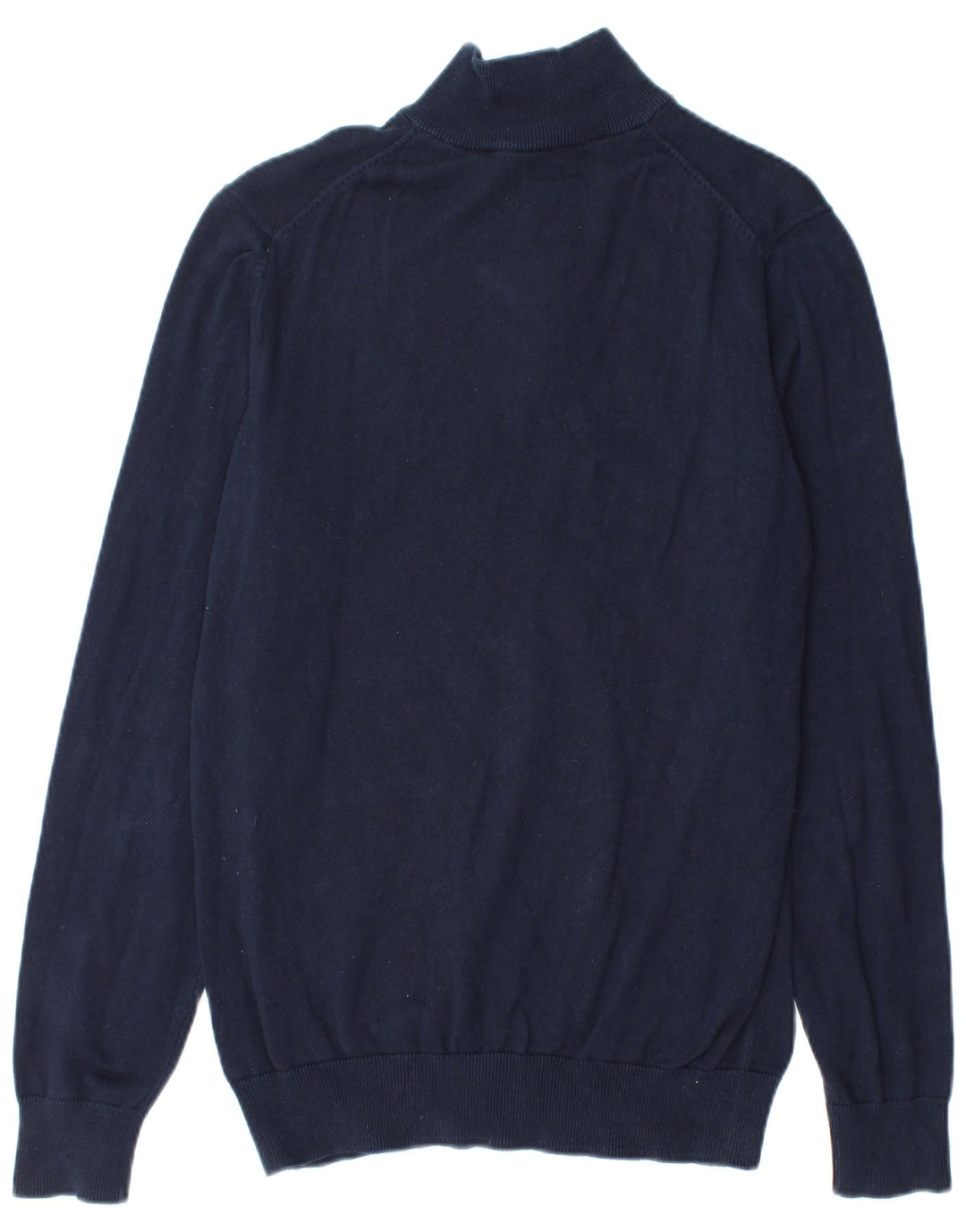 Ανδρικό πουλόβερ με φερμουάρ Crew Clothing Ανδρικό πουλόβερ από μεσαίο ναυτικό μπλε βαμβακερό