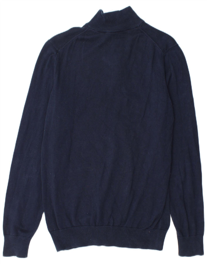 Ανδρικό πουλόβερ με φερμουάρ Crew Clothing Ανδρικό πουλόβερ από μεσαίο ναυτικό μπλε βαμβακερό
