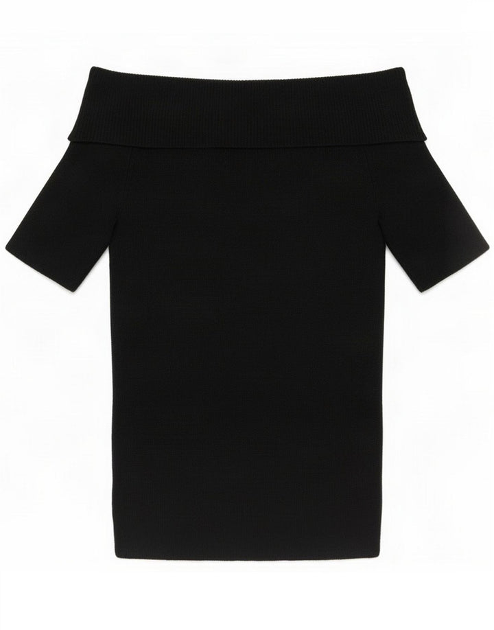 Oasis Womens Crop Off Shoulder Top UK 8 Small Black Viscose