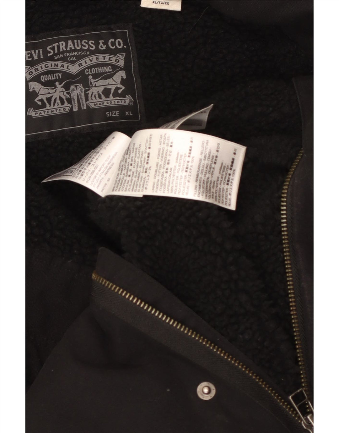 LEVI'S Mens Sherpa Utility Jacket UK 42 XL Μαύρο βαμβακερό