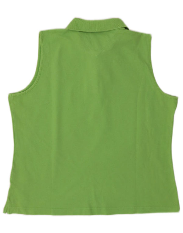 TOMMY HILFIGER Γυναικείο αμάνικο μπλουζάκι πόλο γκολφ UK 16 μεγάλο βαμβακερό πράσινο