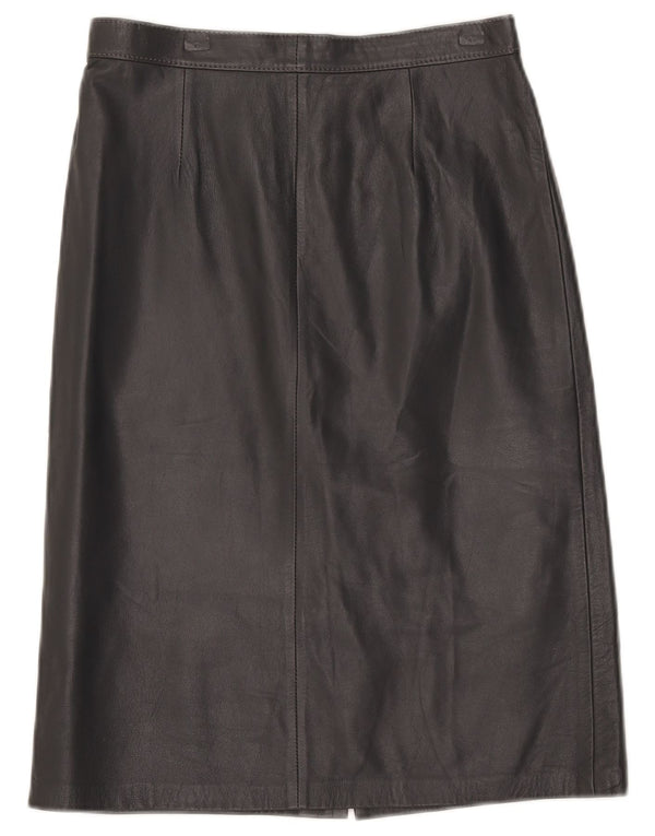 Vintage Γυναικεία Ψηλόμεση Δερμάτινη Φούστα IT 46 Large W28 Γκρι