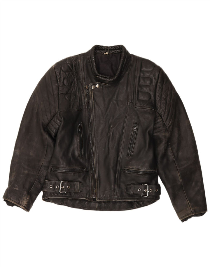 Vintage Ανδρικό Δερμάτινο Μπουφάν Biker UK 36 Small Black Biker