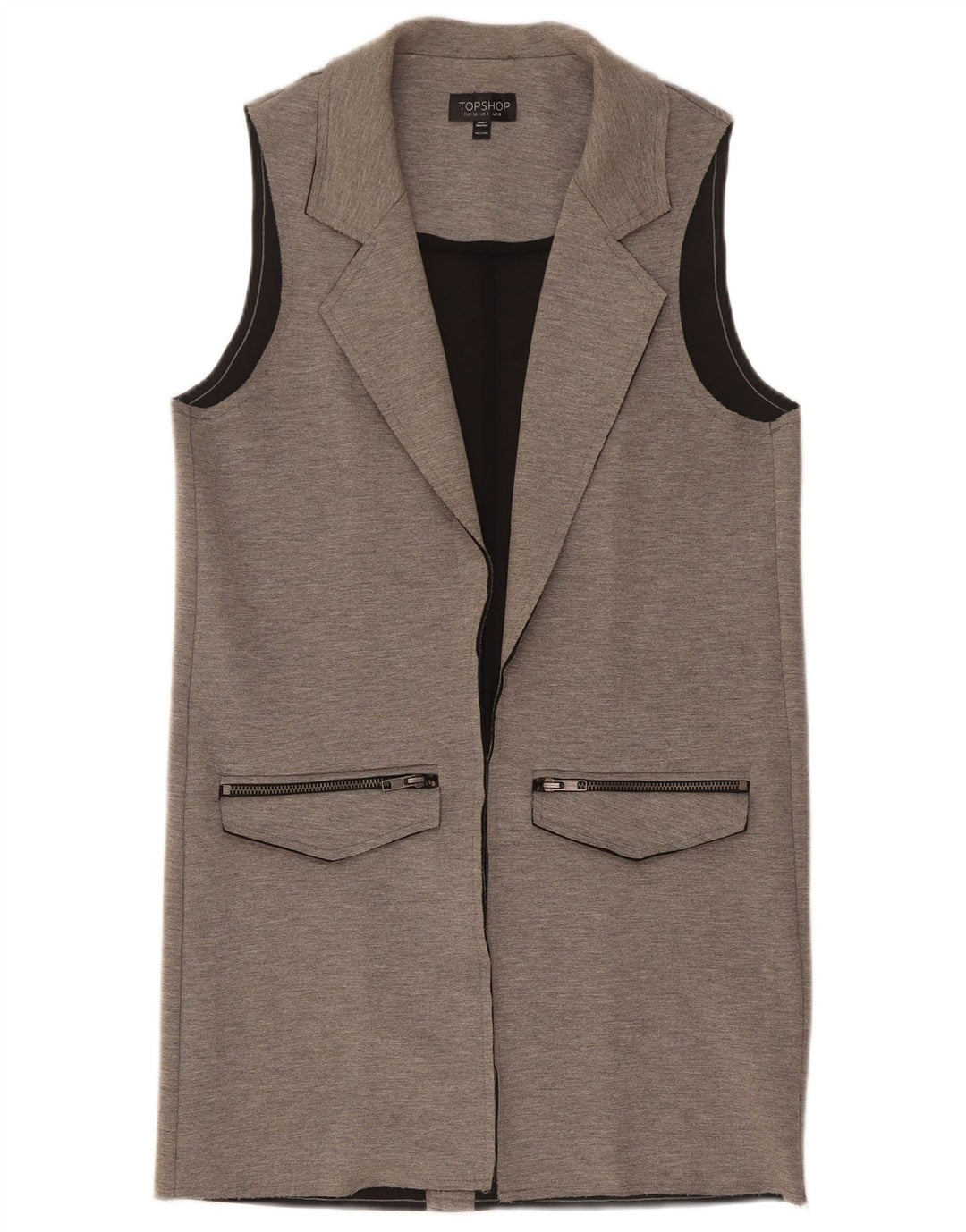 Topshop Γυναικείο Longline Gilet UK 8 Small Grey Flecked Polyester