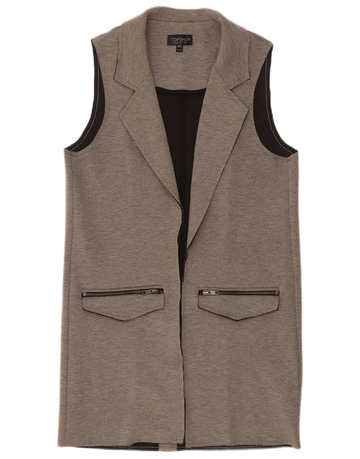 Topshop Γυναικείο Longline Gilet UK 8 Small Grey Flecked Polyester