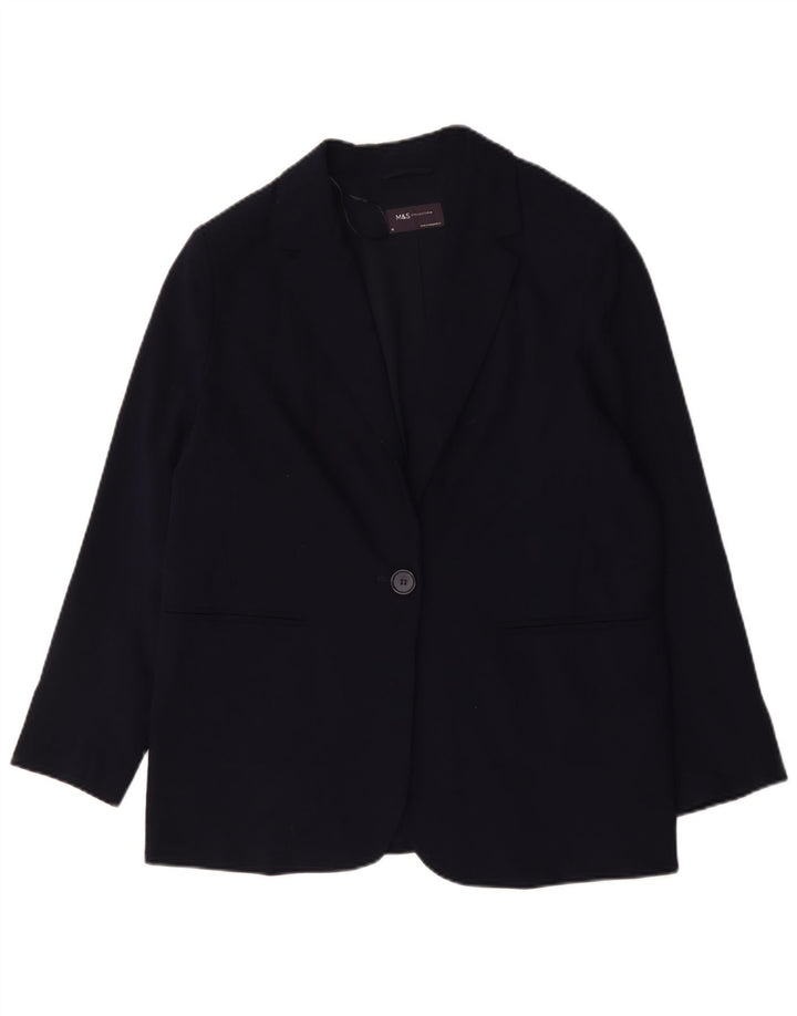 Marks & Spencer Γυναικείο μπουφάν σακάκι με 1 κουμπί UK 18 XL Navy Blue Polyester