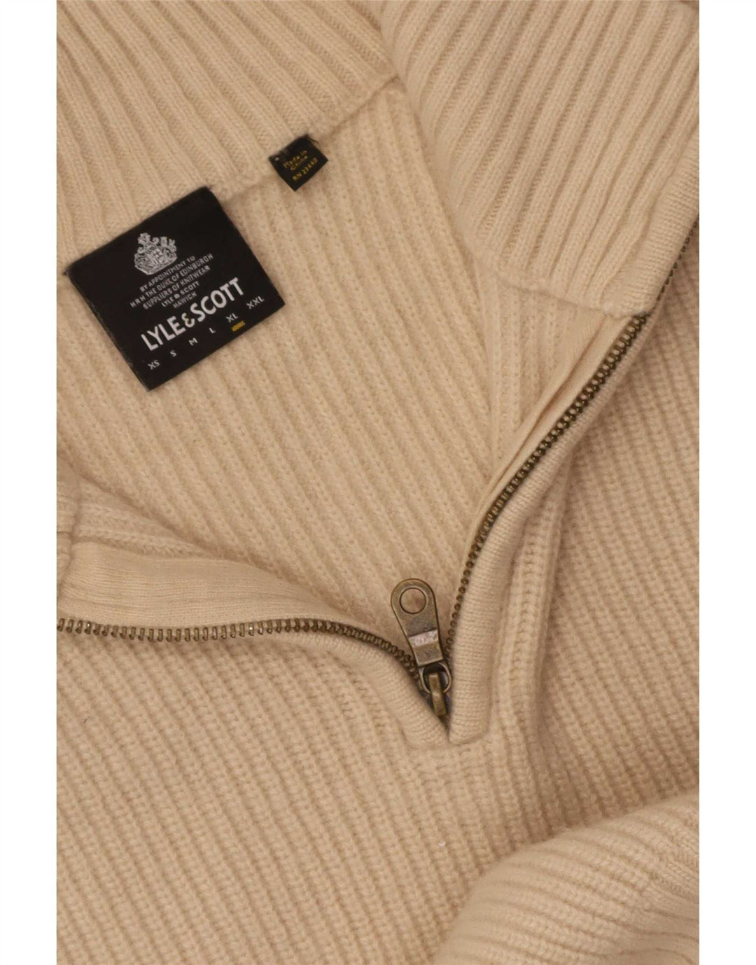 Ανδρικό πουλόβερ με φερμουάρ Lyle & Scott XL Beige